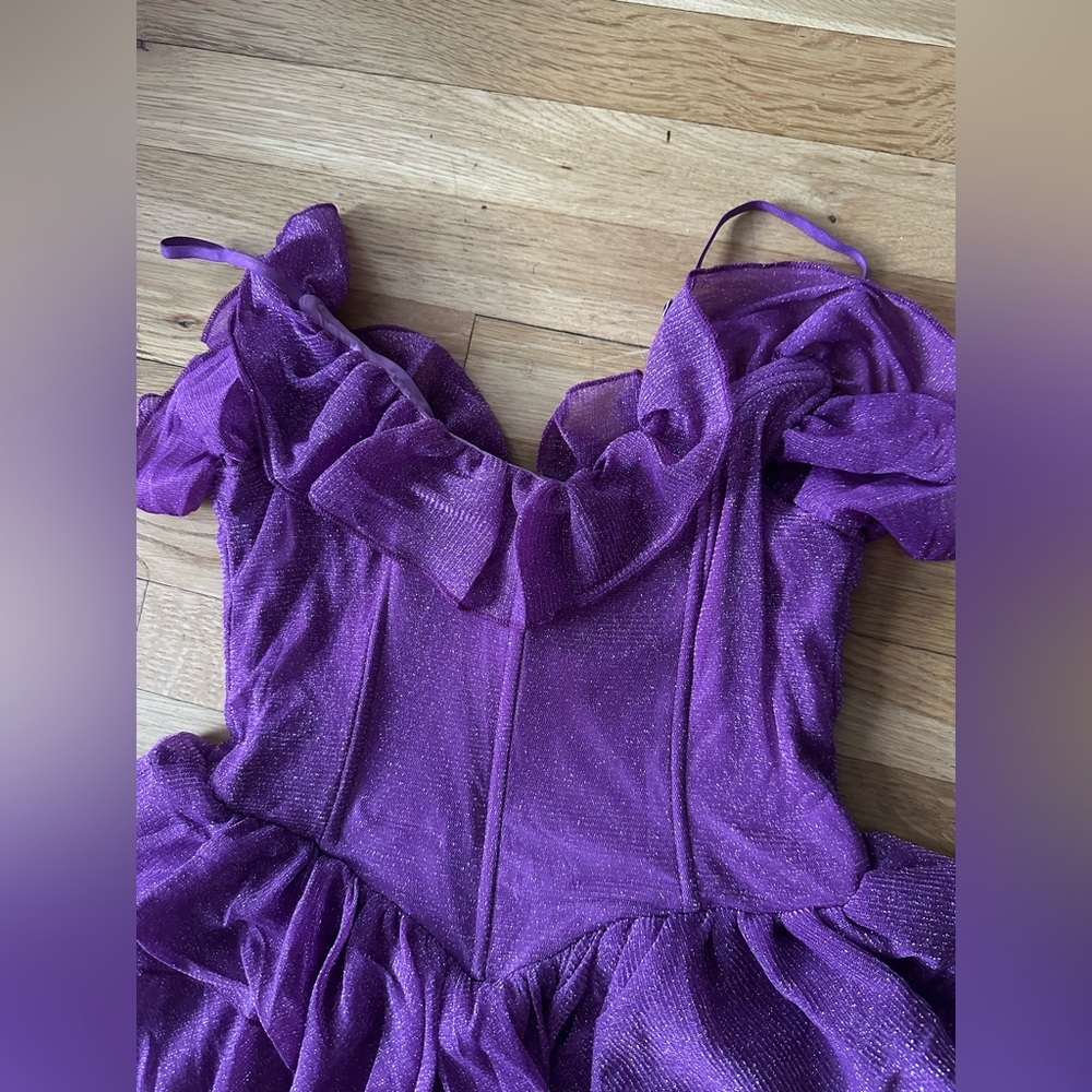 ✨ Sparkle in Purple Magic | Sheln Ruffled Dress – Size L ✨ - Picture 3 of 5